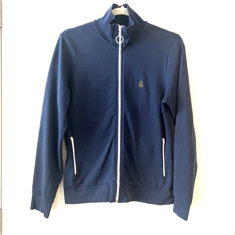 Ben Sherman Women's Full Zip Track Jacket Size LG-XL Blue Cotton Blend READ